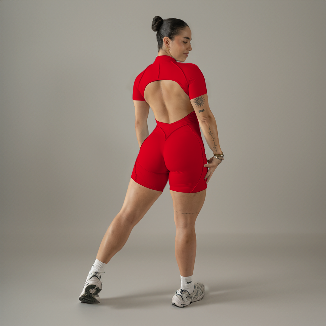 Luna Romper · Crimson
