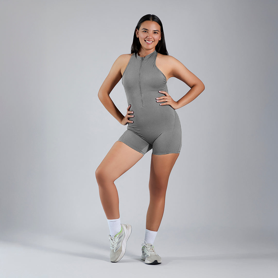 Aura Zip Romper · Graphite