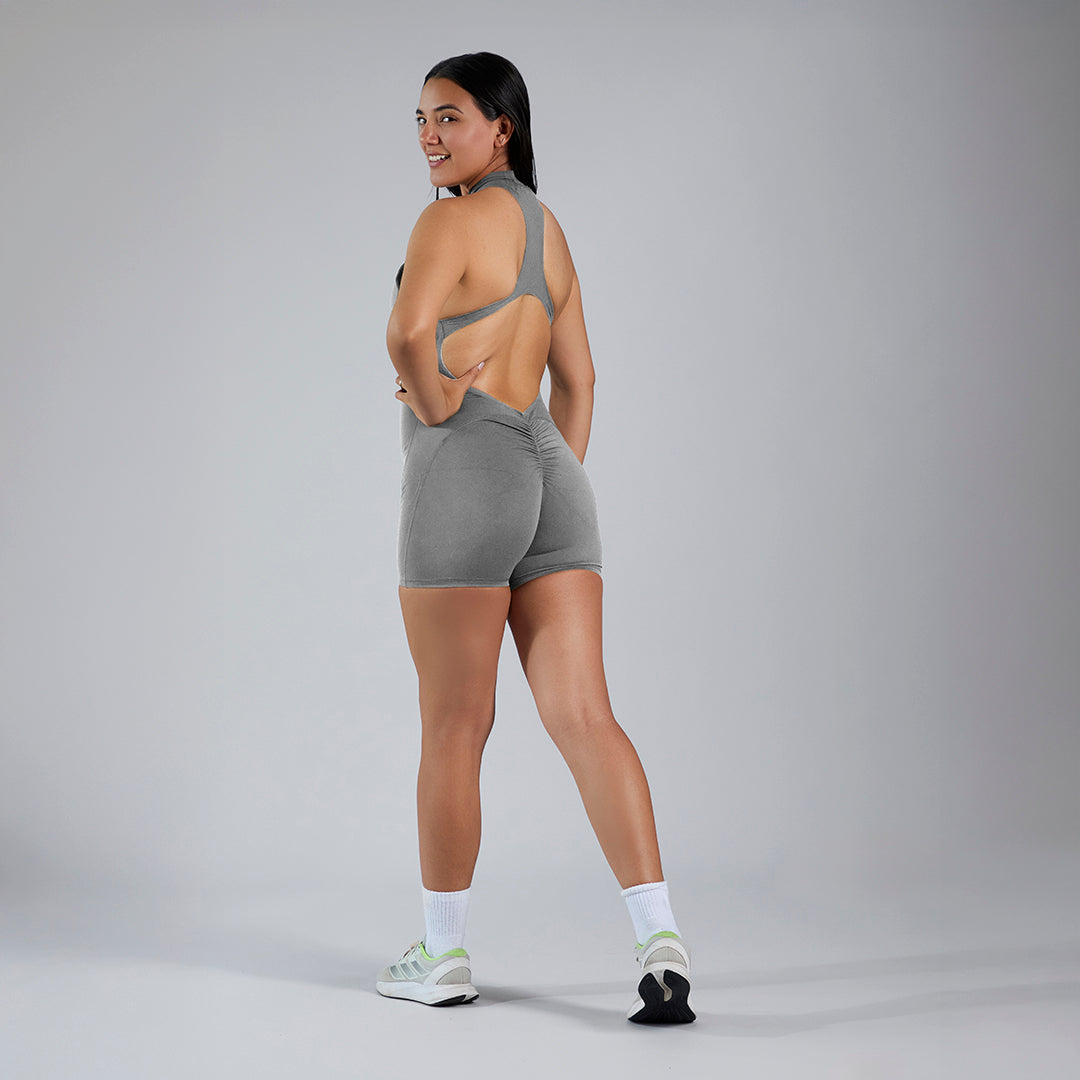 Aura Zip Romper · Graphite