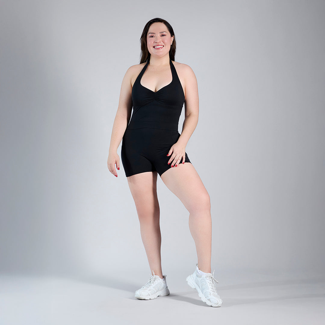 Halo Halter Romper · Black